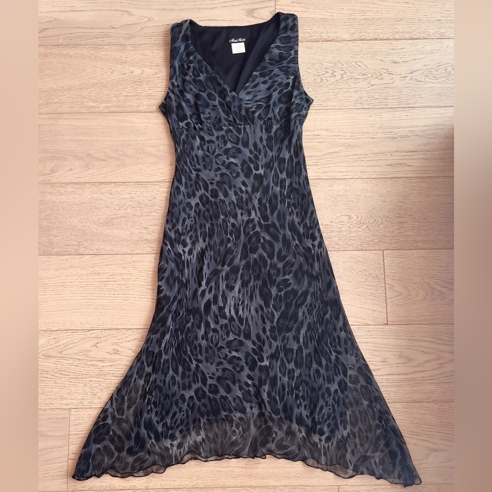 Vintage y2k Sleeveless Leopard Print Chiffon Dress